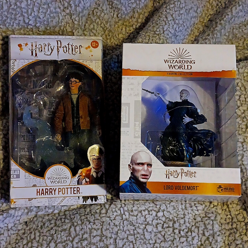 Set of Harry Potter/Lord Voldemort boxed figurines